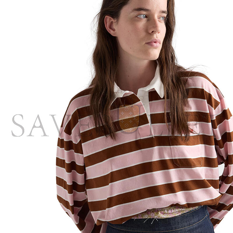 Pra*a long-sleeved bayadere print lisle cotton t-shirt 39661